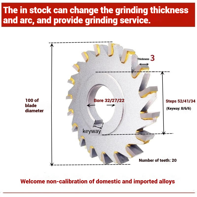 1056-Alloy three-face milling cutter can be customized tungsten steel 63 80 100 125 YW2 steel parts milling slot welding disk cutter Shandong Denso Pricision Tools Co.,Ltd.